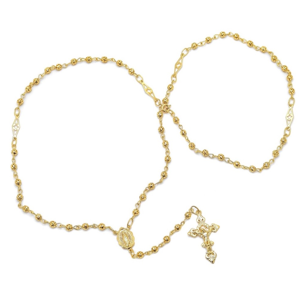 14KT GOLD PLATED 4MM BEADS 24-INCH ROSARY